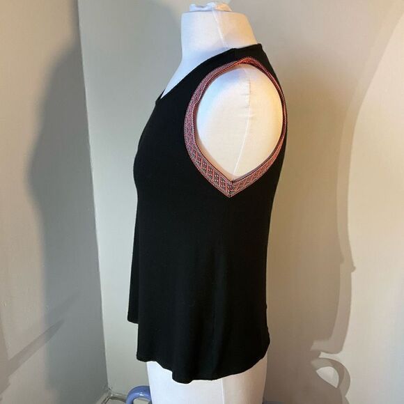 W5 Anthro Sleeveless Embroidery Edged Top. Flouncy, Boho Drape. Made in USA - Picture 3 of 10